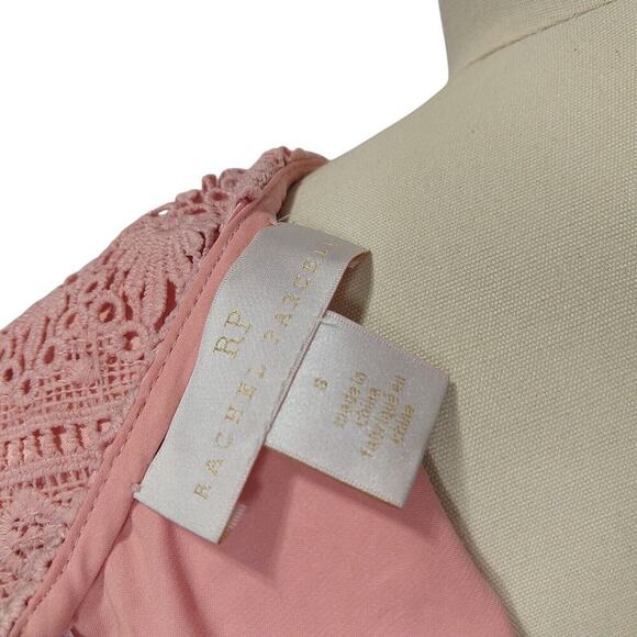 Rachel Parcell Pink Lace Sheath Dress Size S Velvet Coquette Crochet Pencil - Picture 9 of 10